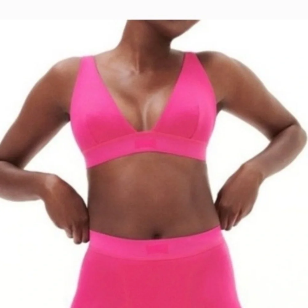 SKIMS PLUNGE BRALETTE RASPBERRY COTTON COLLECTION 3X - Picture 1 of 4